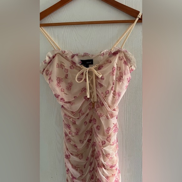 SBetro Pink Babydoll Mini Dress Ruched Spaghetti Strap - Picture 4 of 7